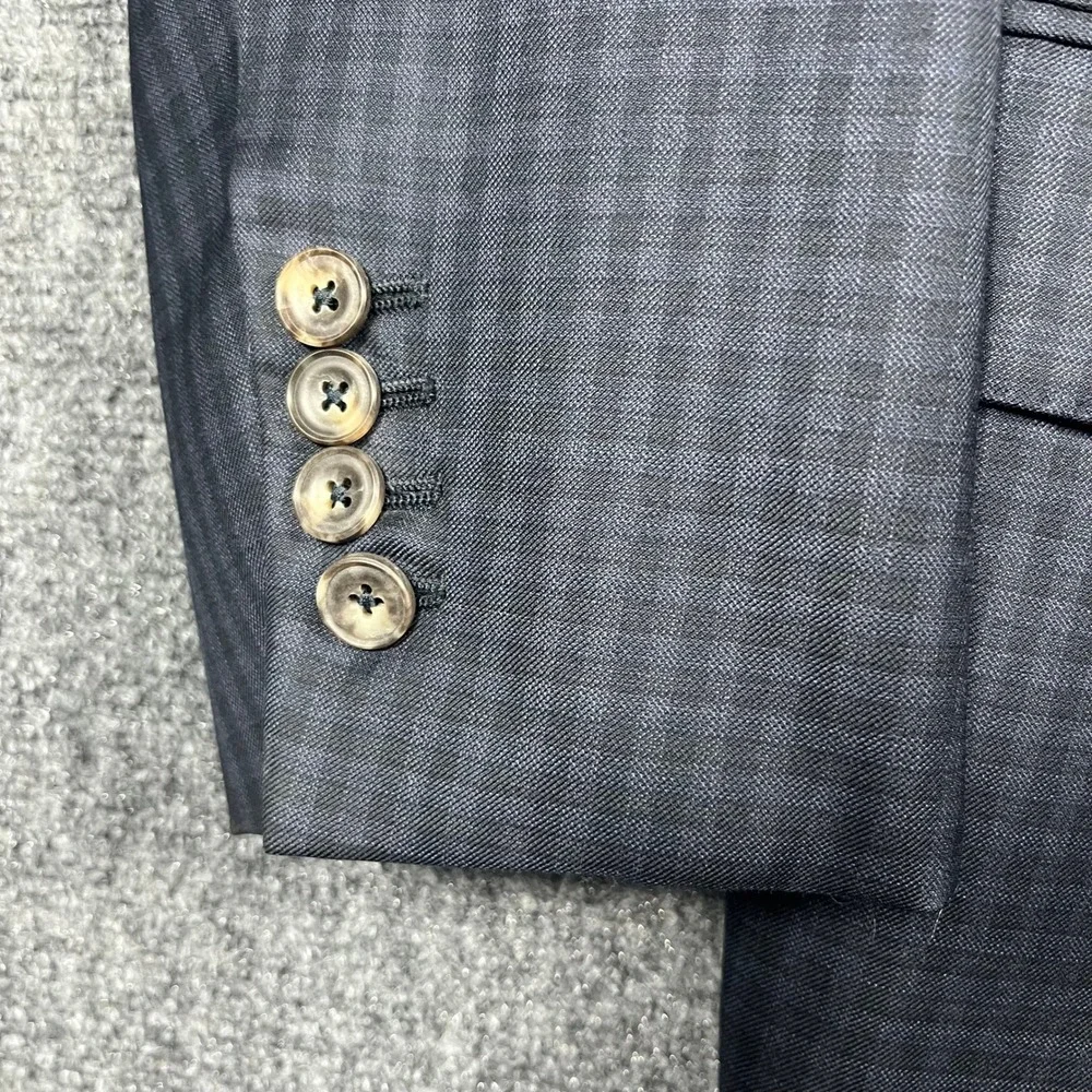 J. Hilburn Sport Coat Mens 48R Navy Blue Wool Micro-Check Tailored Fit Blazer